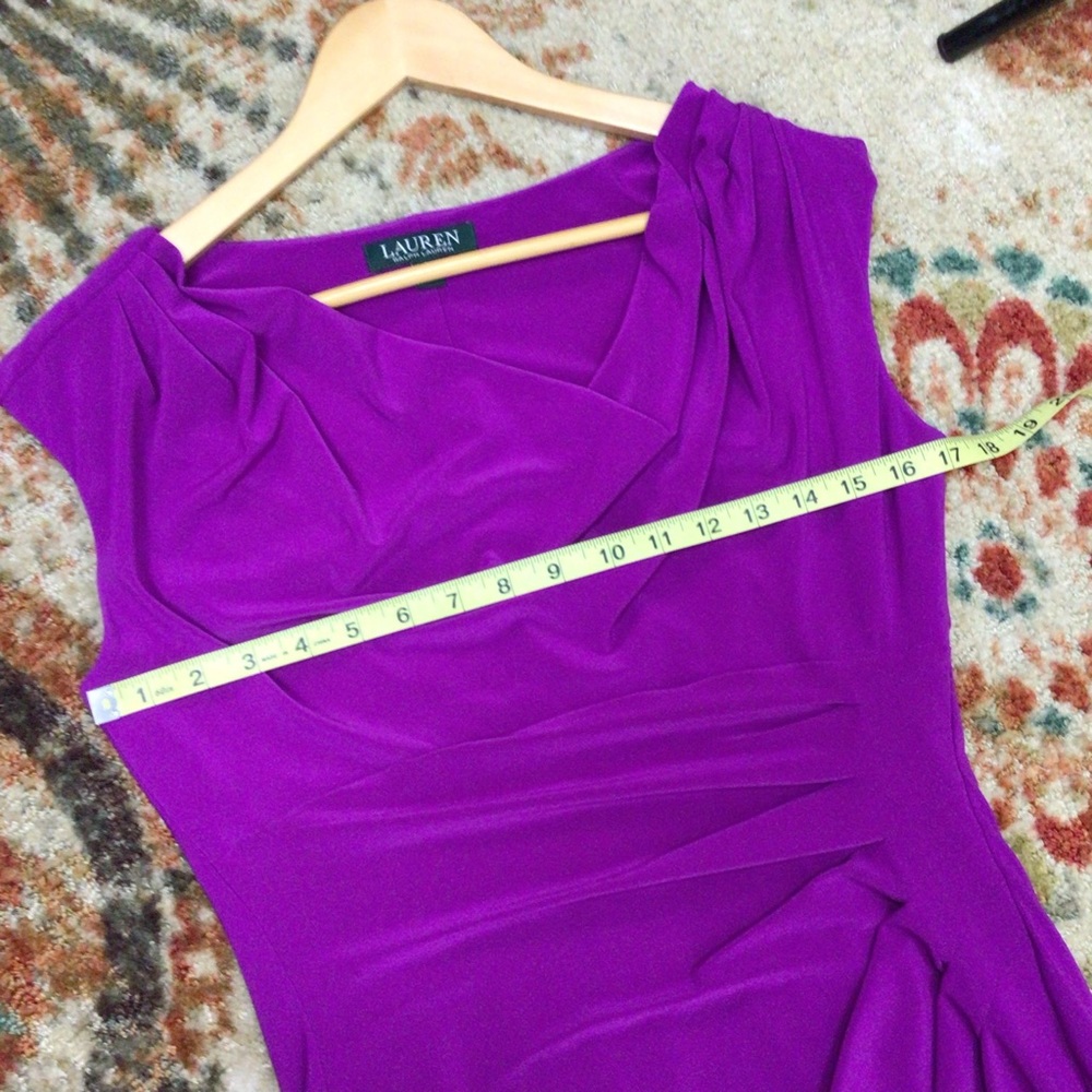 Lauren Ralph Lauren Womens Sleeveless Ruched Midi Bodycon Dress Purple Size 8 - Picture 8 of 10